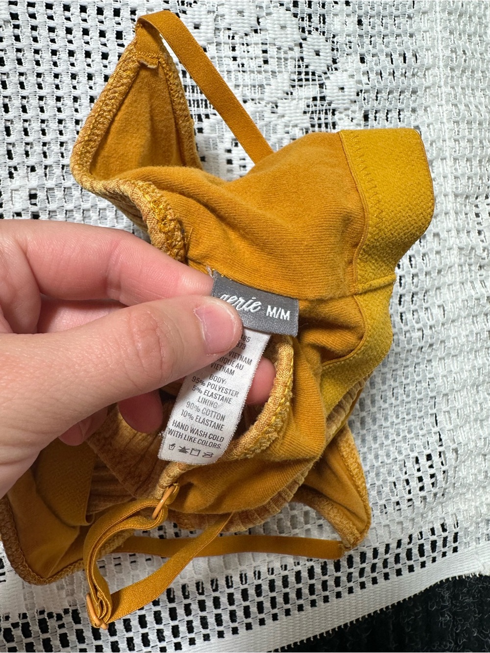 aerie Ribbed Mustard Yellow Spaghetti Strap Crop Camisole - Picture 4 of 5